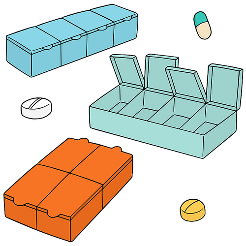 vector set of pill box