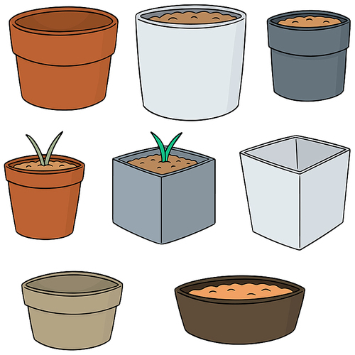 vector set of planting pot