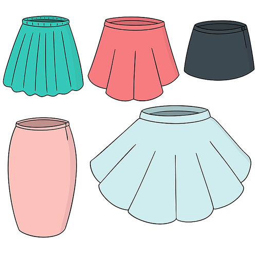 vector set of skirt
