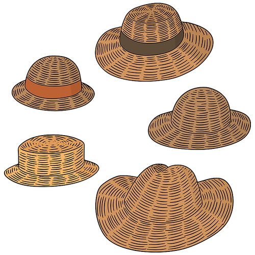 vector set of straw hat