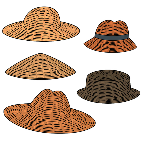 vector set of straw hat