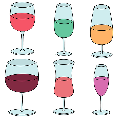 vector set of wine glass