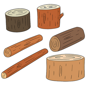vector set of wooden timber