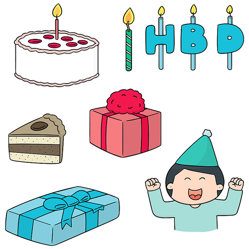 vector set of happy birthday