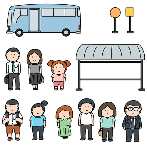 vector set of bus stop