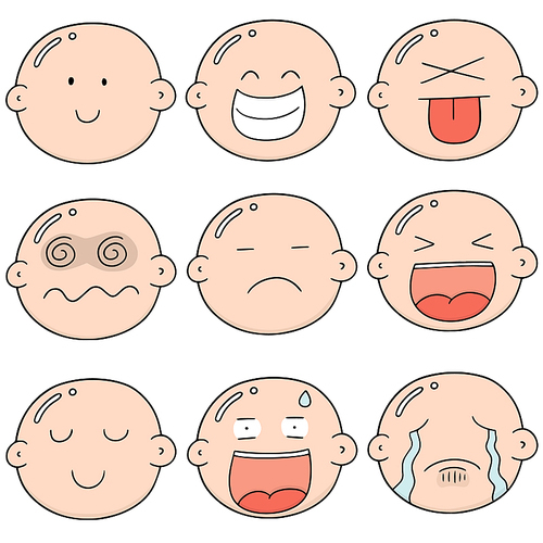 vector set of cartoon face