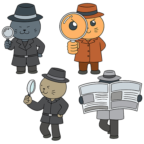 vector set of cat detective