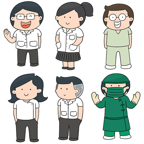 vector set of medical staff