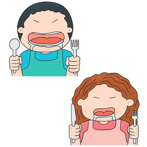 vector set of hungry people