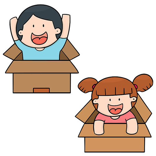 vector set of children in the box