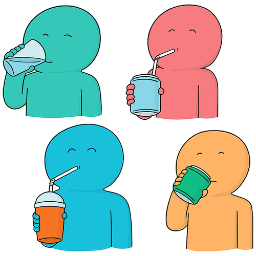 vector set of man drinking