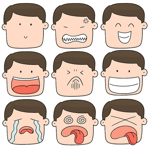 vector set of cartoon face