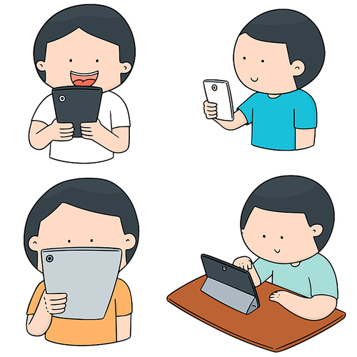 vector set of smartphone addiction