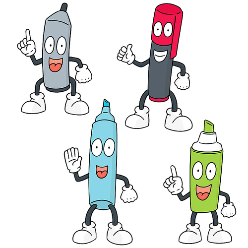 vector set of pen cartoon