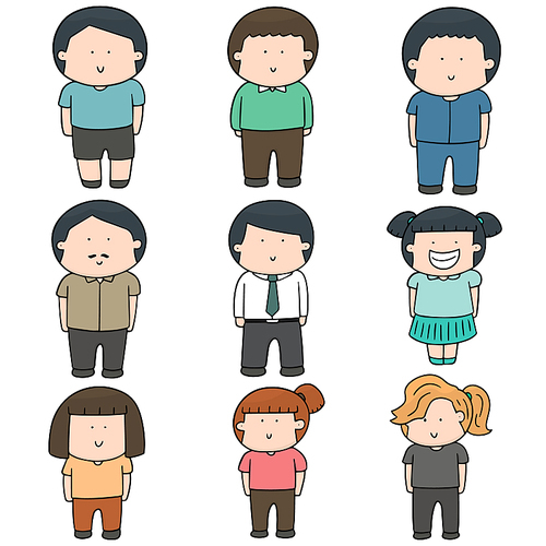 vector set of people