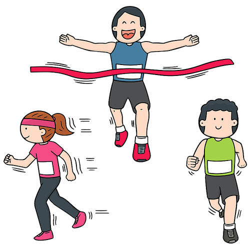 vector set of people running