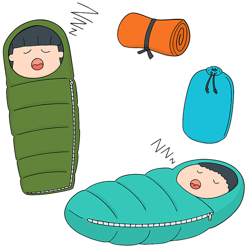 vector set of sleeping bag