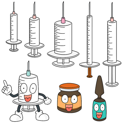 vector set of injection medicine