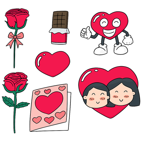 vector set of valentine day