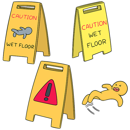 vector set of wet floor sign