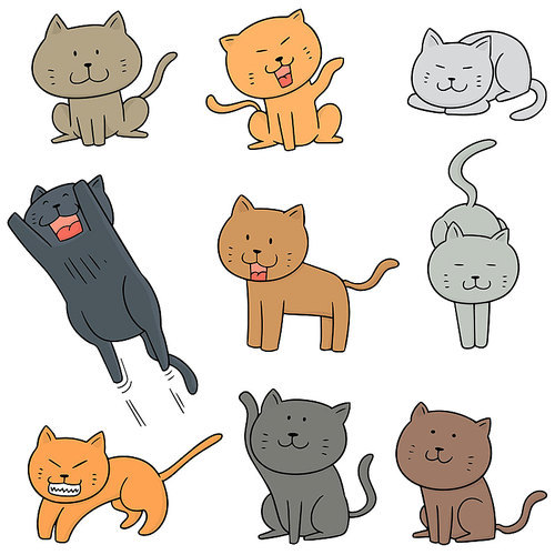 vector set of cats
