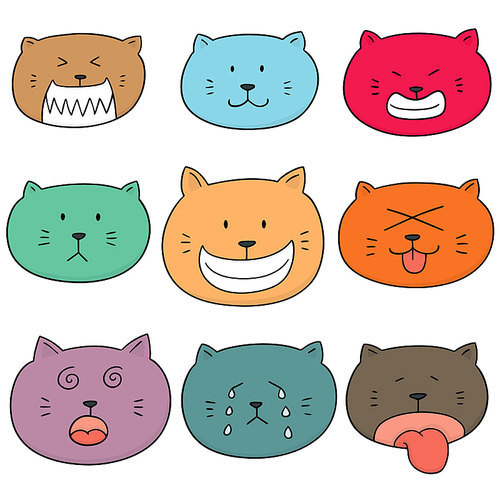 vector set of cat face