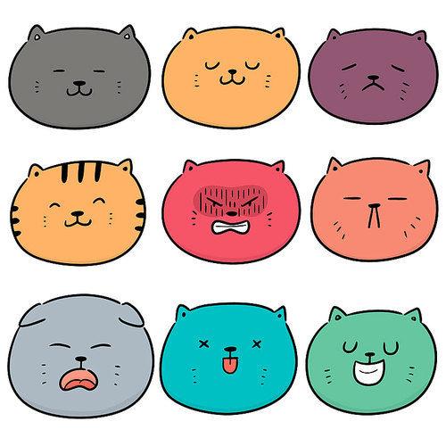 vector set of cat face