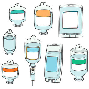 vector set of medical saline solution