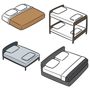 vector set of bed