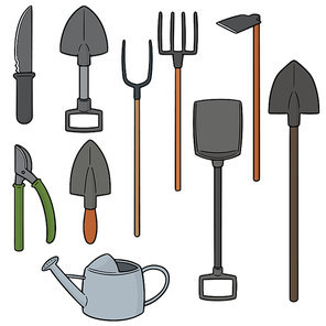 vector set of gardening tool