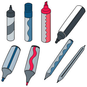 vector set of pens