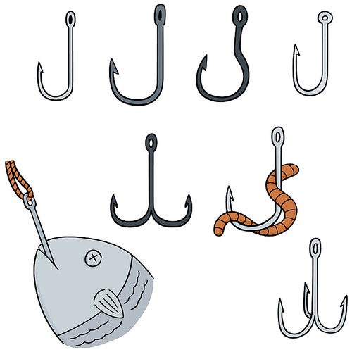 vector set of fishing hook