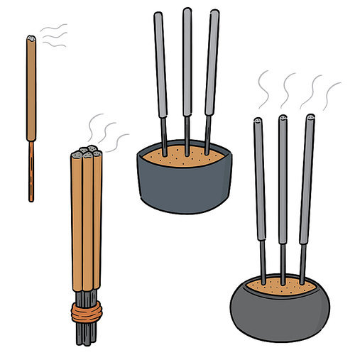 vector set of incense stick