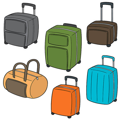 vector set of suitcase