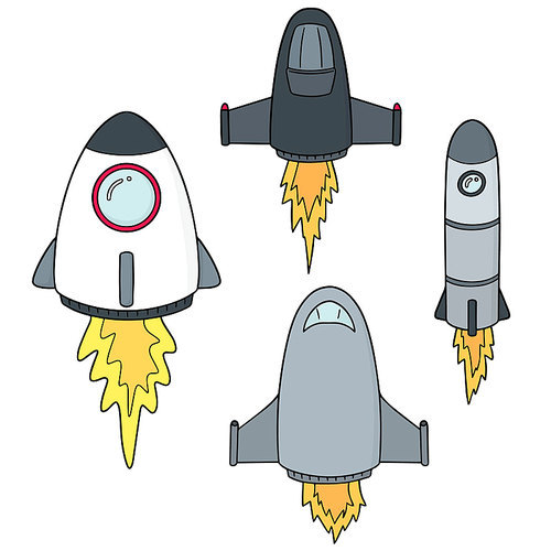 vector set of space ship