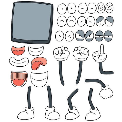 vector set of tablet cartoon