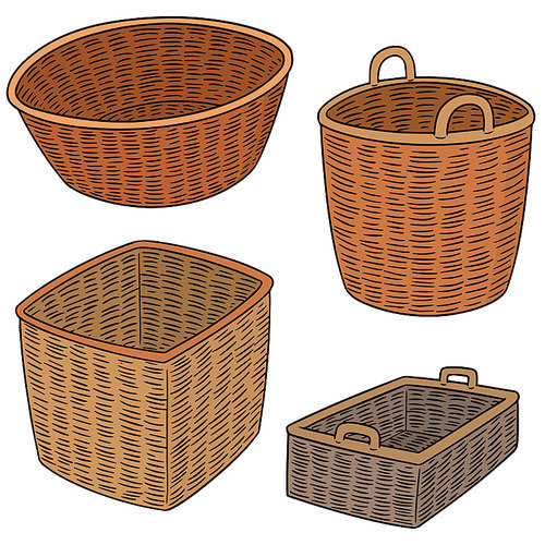 vector set of wicker basket