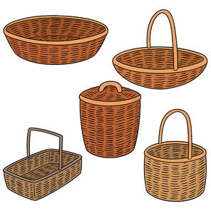 vector set of wicker basket