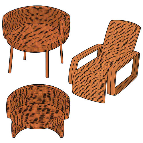 vector set of wicker chair