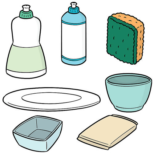 vector set of dish washing equipment