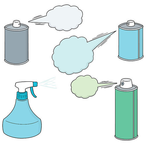 vector set of spray can and bottle