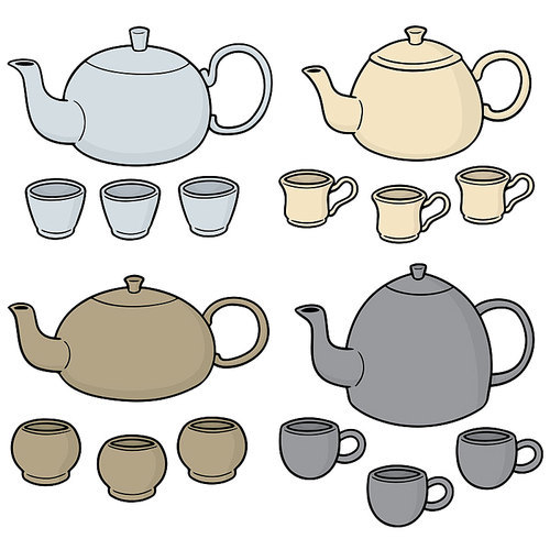 vector set of tea set