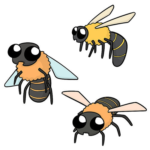 vector set of bees