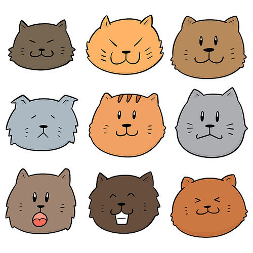 vector set of cat face