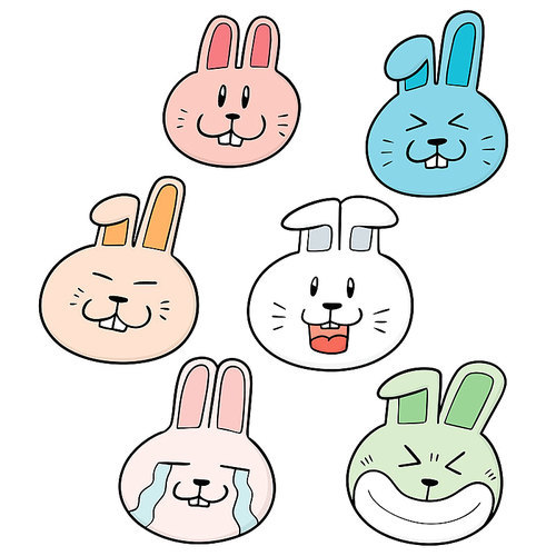 vector set of rabbit face