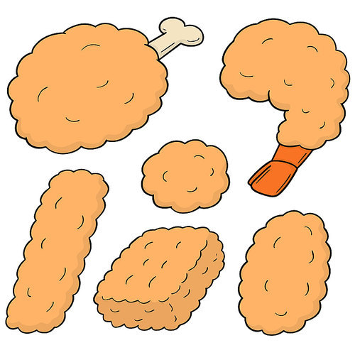 vector set of fried food