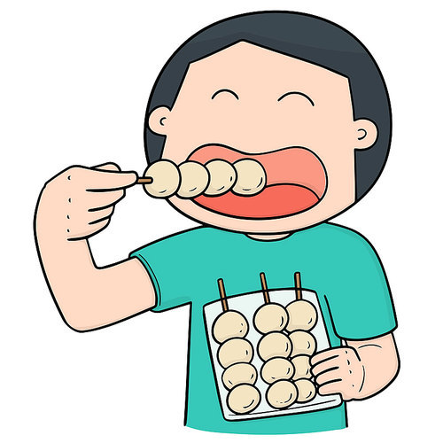 vector of man eating meatball