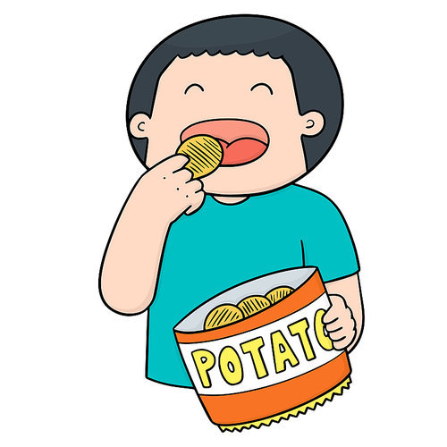 vector of man eating potatoes