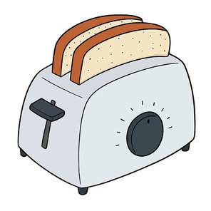 vector set of bread and toaster