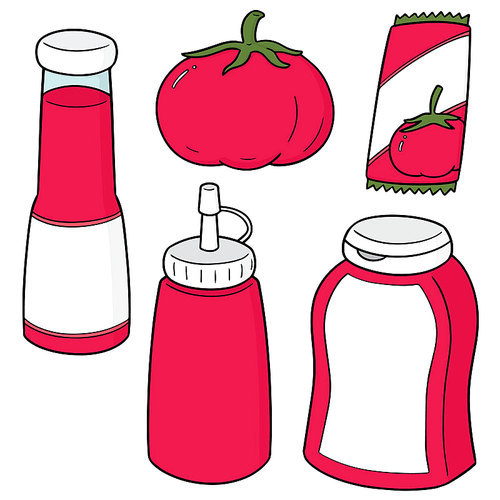 vector set of tomato and tomato ketchup